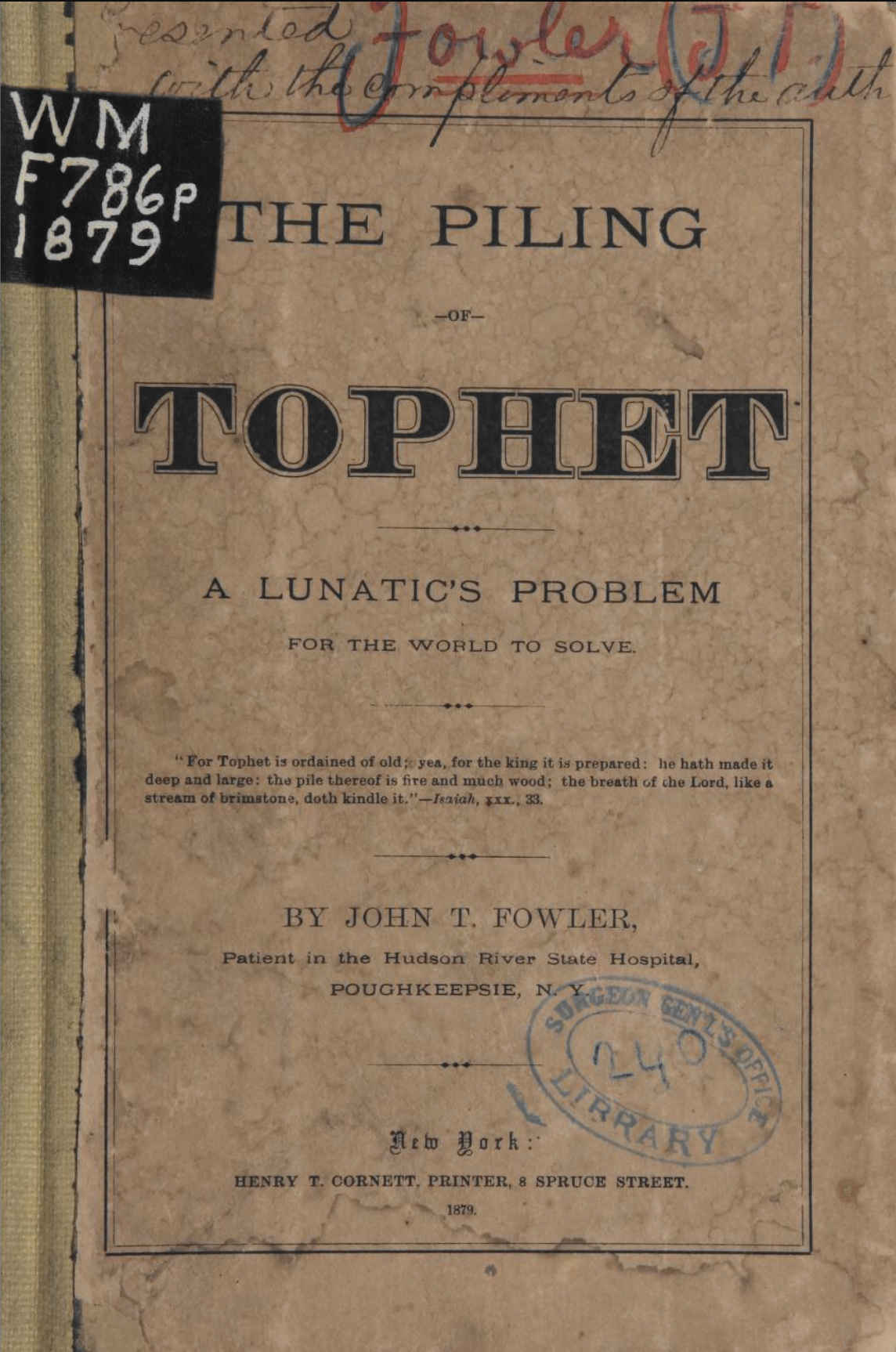 Original 1879 Piling of Tophet book cover